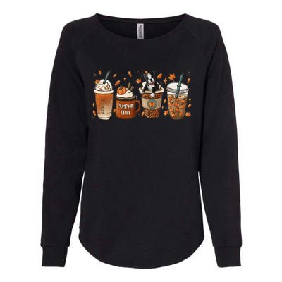 Retro Boston Terriers Lover Pumpkin Spice Coffee Warm Autumn Cool Gift Womens California Wash Sweatshirt