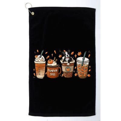 Retro Boston Terriers Lover Pumpkin Spice Coffee Warm Autumn Cool Gift Golf Towel