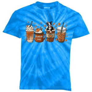 Retro Boston Terriers Lover Pumpkin Spice Coffee Warm Autumn Cool Gift Kids Tie-Dye T-Shirt