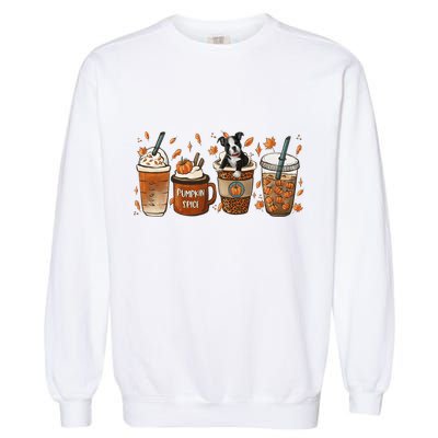 Retro Boston Terriers Lover Pumpkin Spice Coffee Warm Autumn Cool Gift Garment-Dyed Sweatshirt