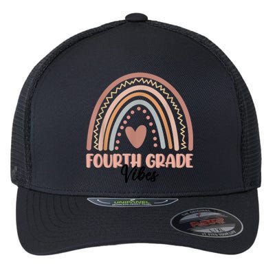 Retro Back To School Teacher Fourth Grade Vibes Rainbow Gift Flexfit Unipanel Trucker Cap