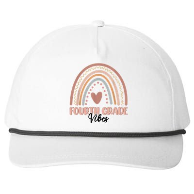 Retro Back To School Teacher Fourth Grade Vibes Rainbow Gift Snapback Five-Panel Rope Hat