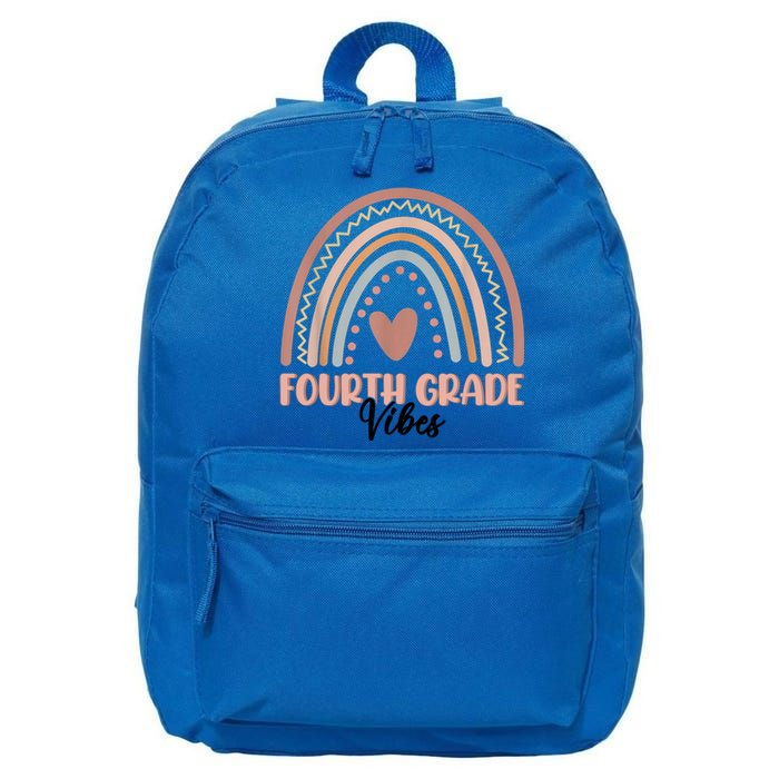 Retro Back To School Teacher Fourth Grade Vibes Rainbow Gift 16 in Basic Backpack