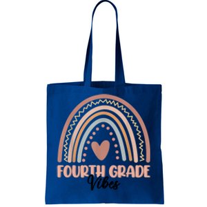 Retro Back To School Teacher Fourth Grade Vibes Rainbow Gift Tote Bag