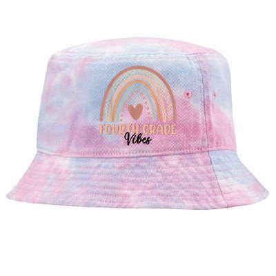 Retro Back To School Teacher Fourth Grade Vibes Rainbow Gift Tie-Dyed Bucket Hat