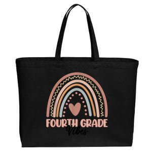 Retro Back To School Teacher Fourth Grade Vibes Rainbow Gift Cotton Canvas Jumbo Tote