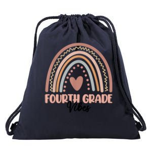 Retro Back To School Teacher Fourth Grade Vibes Rainbow Gift Drawstring Bag