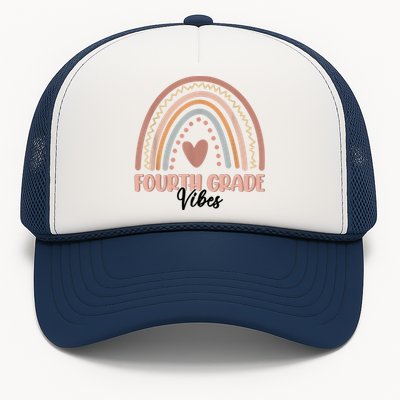 Retro Back To School Teacher Fourth Grade Vibes Rainbow Gift Trucker Hat