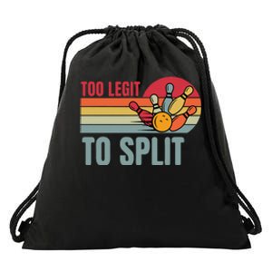 Retro Bowling Too Legit To Split Funny Bowler Drawstring Bag