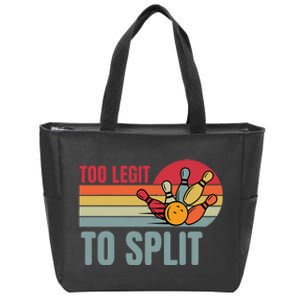 Retro Bowling Too Legit To Split Funny Bowler Zip Tote Bag