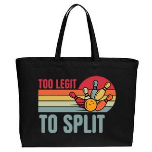 Retro Bowling Too Legit To Split Funny Bowler Cotton Canvas Jumbo Tote