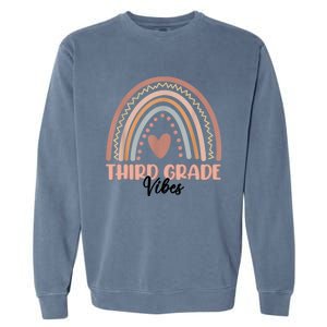 Retro Back To School Teacher Third Grade Vibes Rainbow Gift Garment-Dyed Sweatshirt