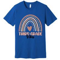 Retro Back To School Teacher Third Grade Vibes Rainbow Gift Premium T-Shirt