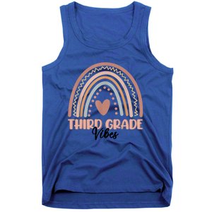 Retro Back To School Teacher Third Grade Vibes Rainbow Gift Tank Top