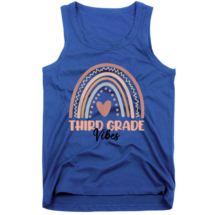 Retro Back To School Teacher Third Grade Vibes Rainbow Gift Tank Top