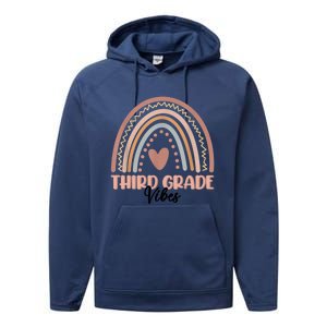 Retro Back To School Teacher Third Grade Vibes Rainbow Gift Performance Fleece Hoodie