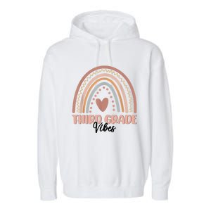 Retro Back To School Teacher Third Grade Vibes Rainbow Gift Garment-Dyed Fleece Hoodie