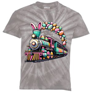 Railroad Bunny Train Easter Egg Easter Kids Tie-Dye T-Shirt