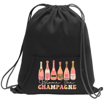 Retro Blame The Champagne Happy New Year 2024 Party Friends Sweatshirt Cinch Pack Bag