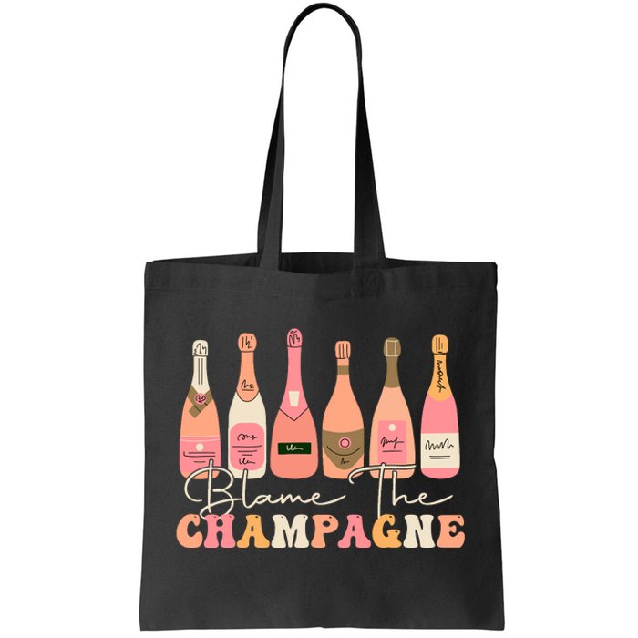 Retro Blame The Champagne Happy New Year 2024 Party Friends Tote Bag