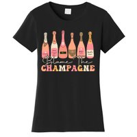 Retro Blame The Champagne Happy New Year 2024 Party Friends Women's T-Shirt