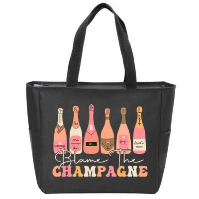 Retro Blame The Champagne Happy New Year 2024 Party Friends Zip Tote Bag