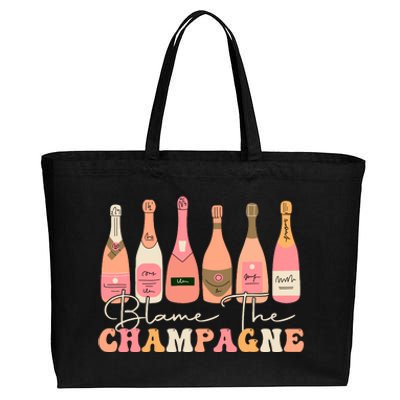 Retro Blame The Champagne Happy New Year 2024 Party Friends Cotton Canvas Jumbo Tote