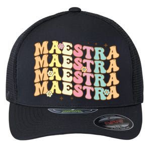 Retro Back To School Maestra Groovy Spanish Teacher Flexfit Unipanel Trucker Cap