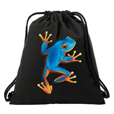 Realistic Blue Tree Frog Drawstring Bag