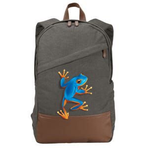 Realistic Blue Tree Frog Cotton Canvas Backpack