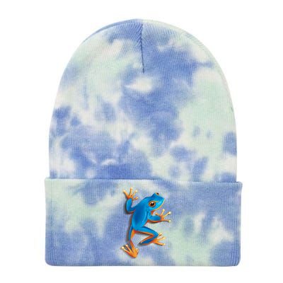 Realistic Blue Tree Frog Tie Dye 12in Knit Beanie