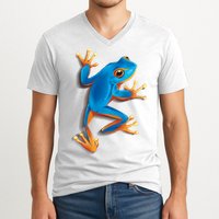 Realistic Blue Tree Frog V-Neck T-Shirt