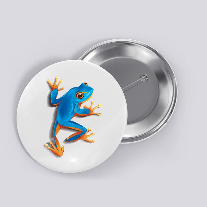 Realistic Blue Tree Frog Button