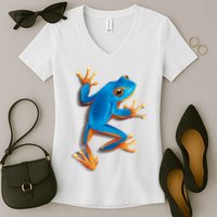 Realistic Blue Tree Frog Women's V-Neck T-Shirt
