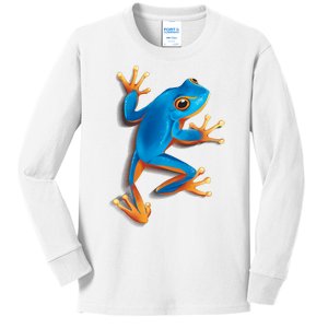 Realistic Blue Tree Frog Kids Long Sleeve Shirt