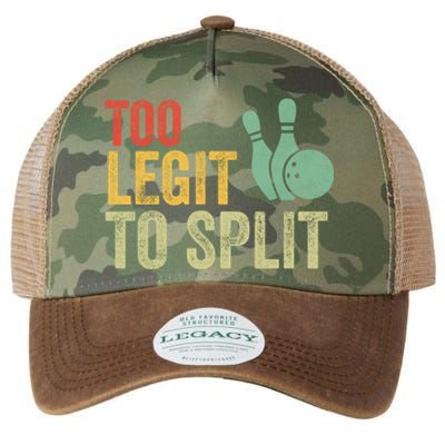 Retro Bowling Too Legit To Split Funny Bowling Lover Legacy Tie Dye Trucker Hat