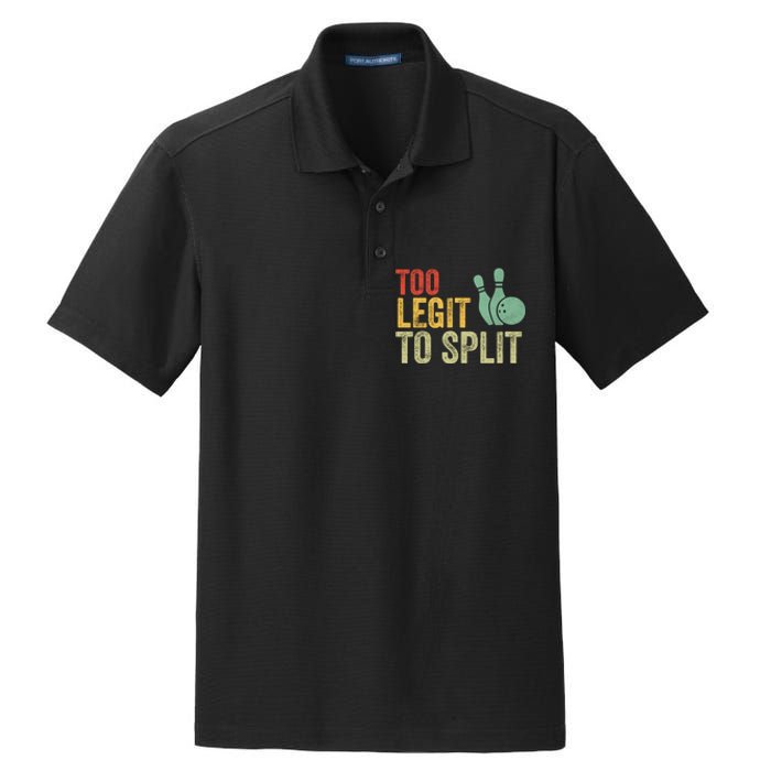 Retro Bowling Too Legit To Split Funny Bowling Lover Dry Zone Grid Polo