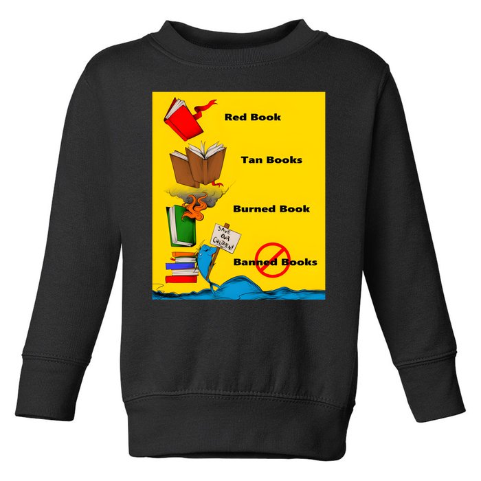 Red Book Tan Books Burned Banned Books Toddler Sweatshirt