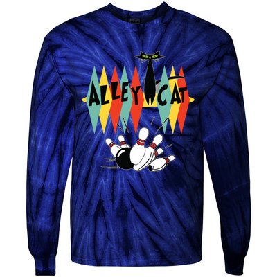 Retro Bowling Tee Vintage Bowler Alley Cat Vintage Tie-Dye Long Sleeve Shirt