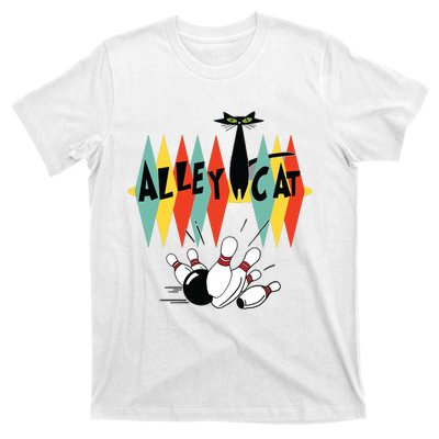 Retro Bowling Tee Vintage Bowler Alley Cat Vintage T-Shirt