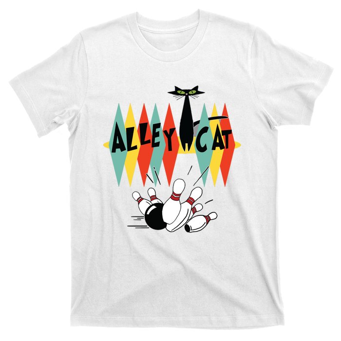 Retro Bowling Tee Vintage Bowler Alley Cat Vintage T-Shirt