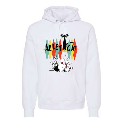 Retro Bowling Tee Vintage Bowler Alley Cat Vintage Premium Hoodie