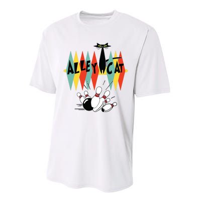 Retro Bowling Tee Vintage Bowler Alley Cat Vintage Performance Sprint T-Shirt