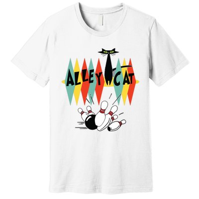 Retro Bowling Tee Vintage Bowler Alley Cat Vintage Premium T-Shirt