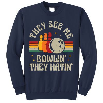 Retro Bowling They See Me Bowlin' They Hatin' Vintage Bowler Sweatshirt