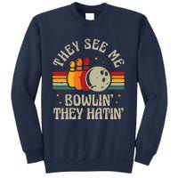 Retro Bowling They See Me Bowlin' They Hatin' Vintage Bowler Sweatshirt