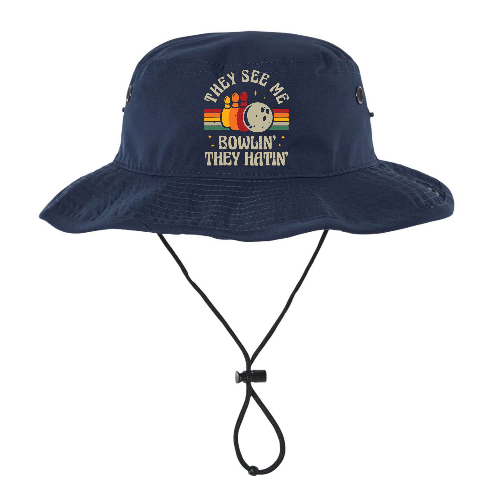 Retro Bowling They See Me Bowlin' They Hatin' Vintage Bowler Bucket Hat