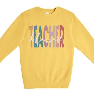 Retro Blessed Teacher Vintage Blessed Teacher Faith Meaningful Gift Premium Crewneck Sweatshirt