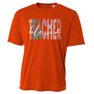 Retro Blessed Teacher Vintage Blessed Teacher Faith Meaningful Gift Cooling Performance Crew T-Shirt