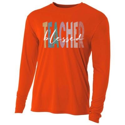 Retro Blessed Teacher Vintage Blessed Teacher Faith Meaningful Gift Cooling Performance Long Sleeve Crew